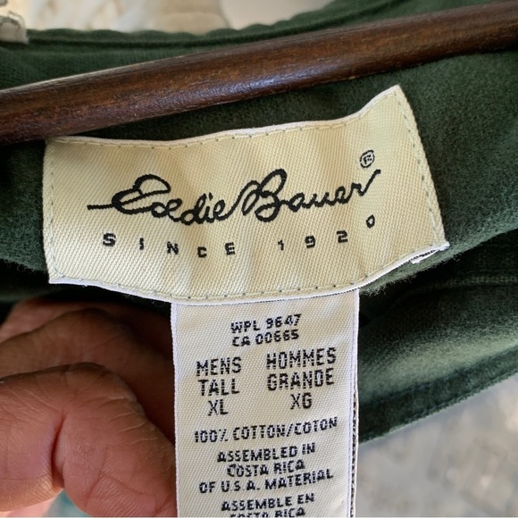 Eddie Bauer Dark Green Chamois Button Down Shirt Size XL Tall Casual Botton Down - Picture 5 of 11